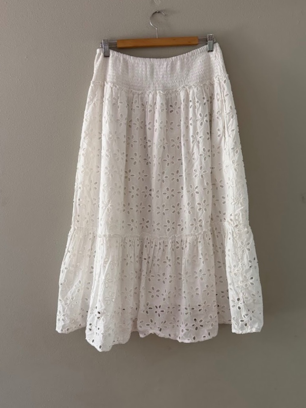 NWT Jennifer Grace Cotton Eyelet Maxi Skirt, Sz L